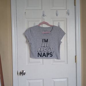 " I'm All About Naps" Grey Graphic Crop Top